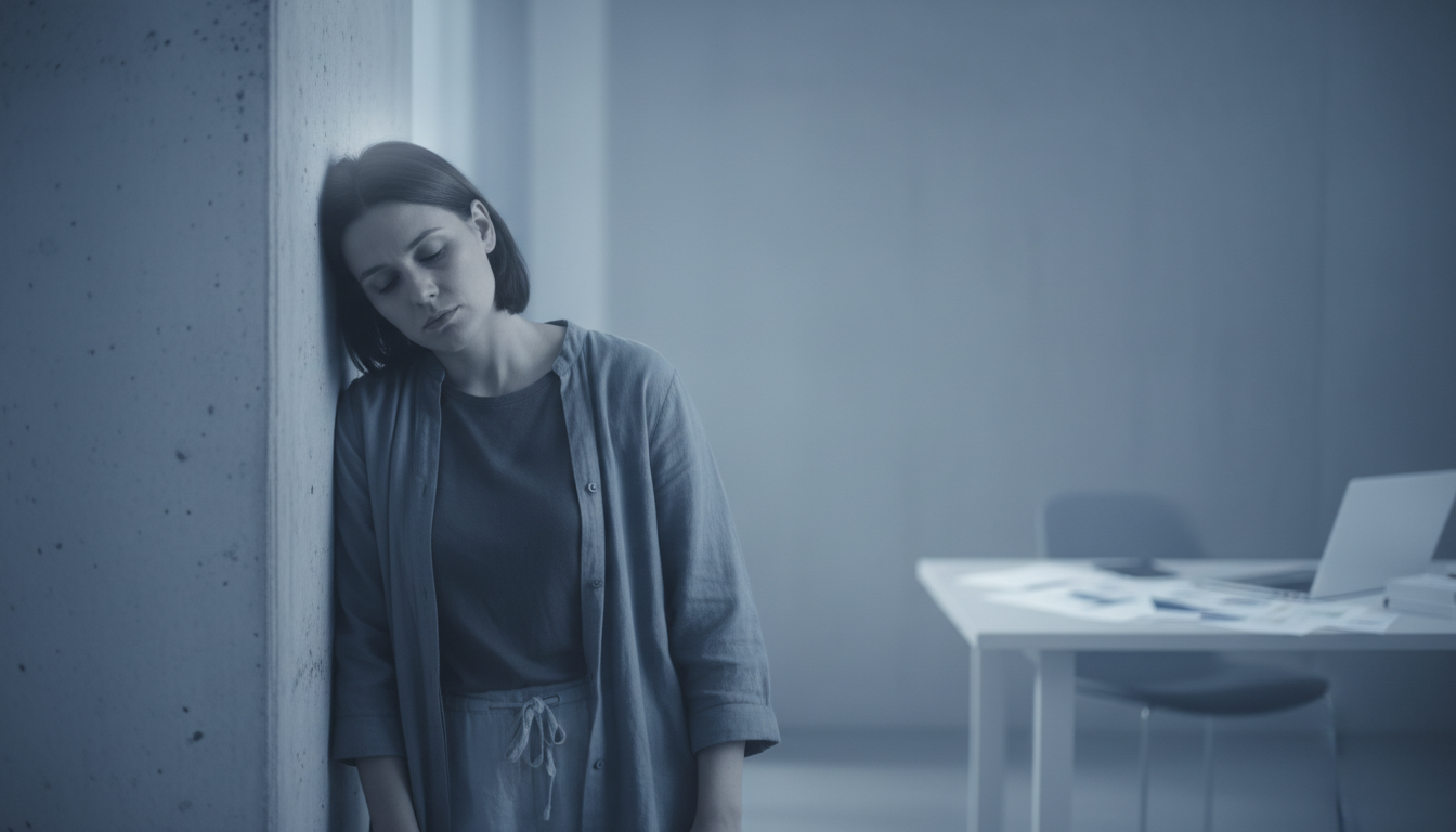 Donna che si sventola il viso accaldato per le vampate di calore legate all'ansia