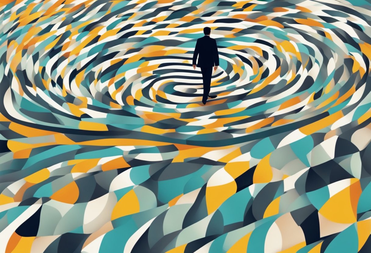 Persona che cammina su un sentiero instabile con sensazione di disorientamento e ansia